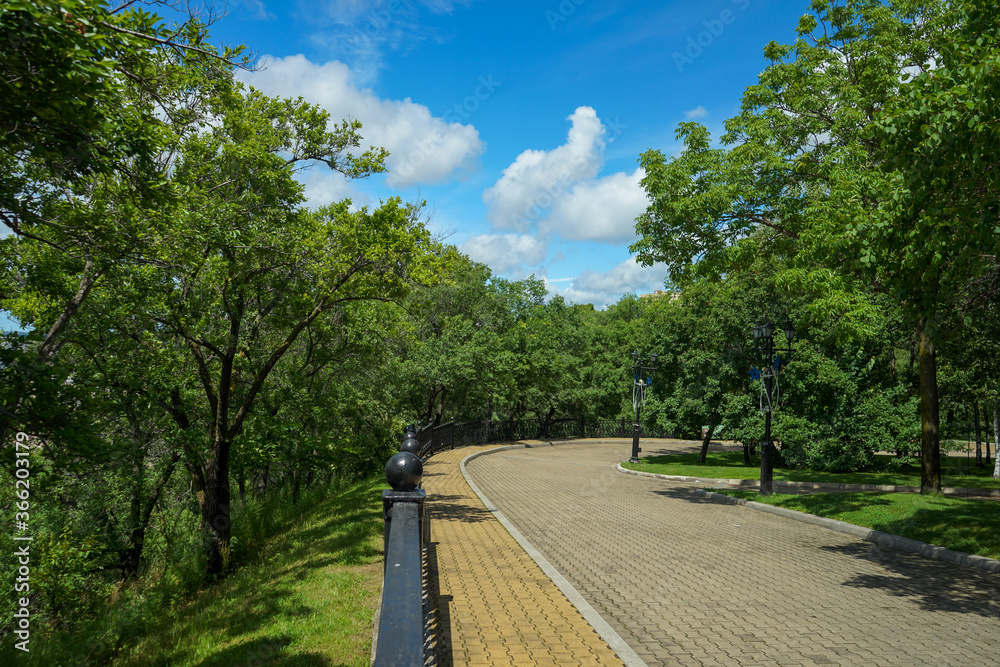 Walking path in the city recreation Park