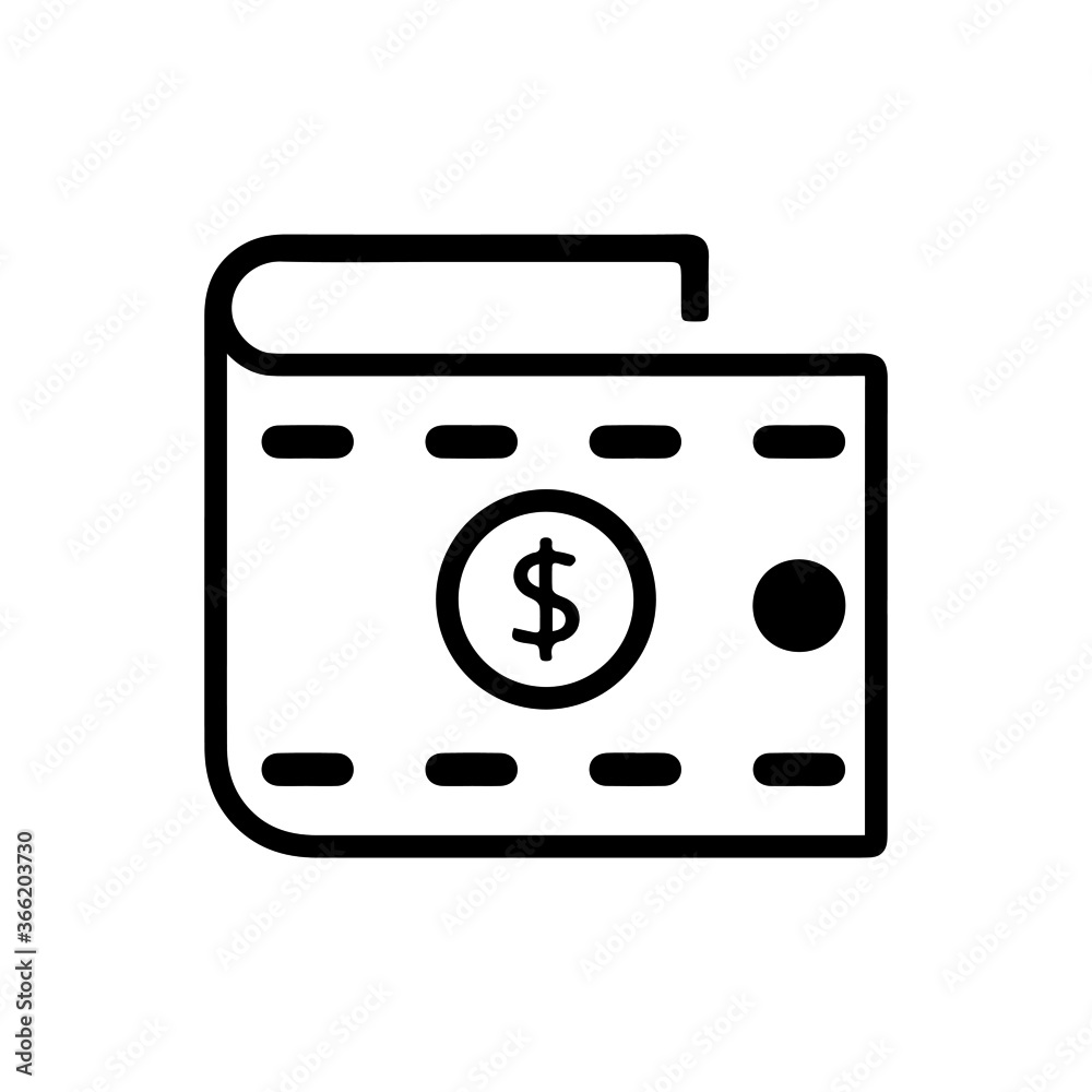 vector illusion icon of United States Dollar's Wallet Outline vector illusion icon of United States Dollar's Wallet Outline