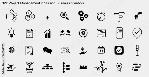 Project management icons and business symbols