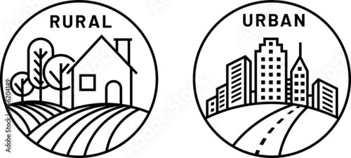 Icon rural and urban area, marketing icon, market reasearch