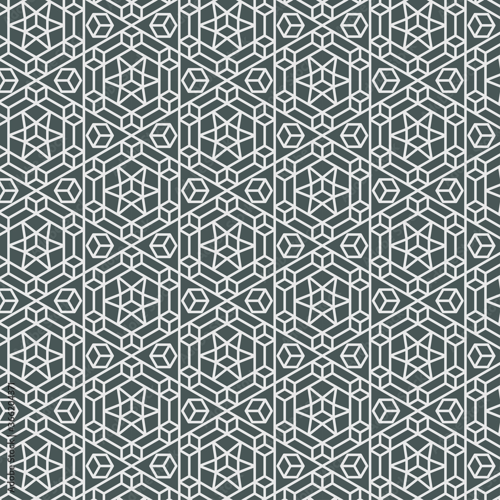 seamless hexagonal mosaic grid pattern. indian, persian ornamental design