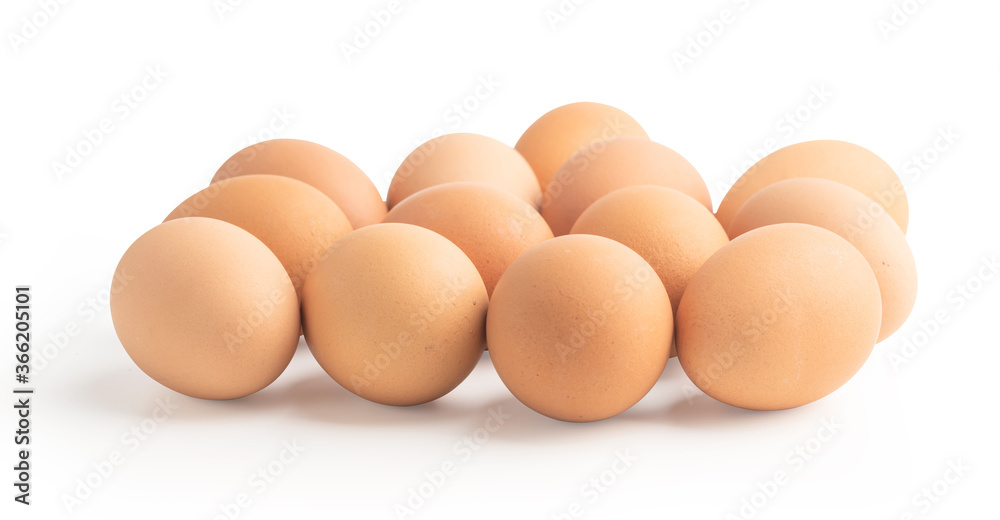 Group of chicken eggs isolated on the white background Group of chicken eggs isolated on the white background