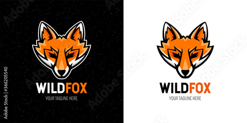 Wild fox logo template design. Animal head mascot symbol. Vector illustration.