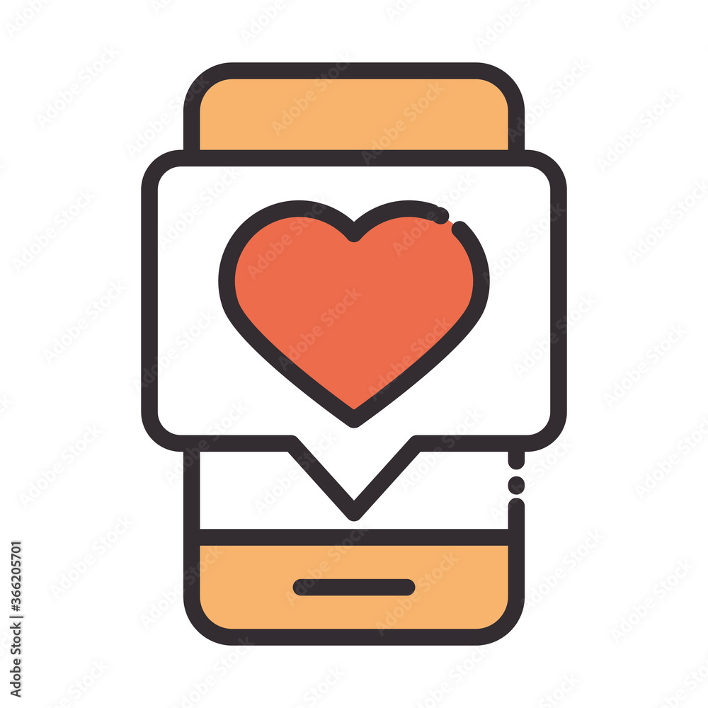 social media smartphone love message digital internet network communicate technology line and fill design icon social media smartphone love message digital internet network communicate technology line and fill design icon