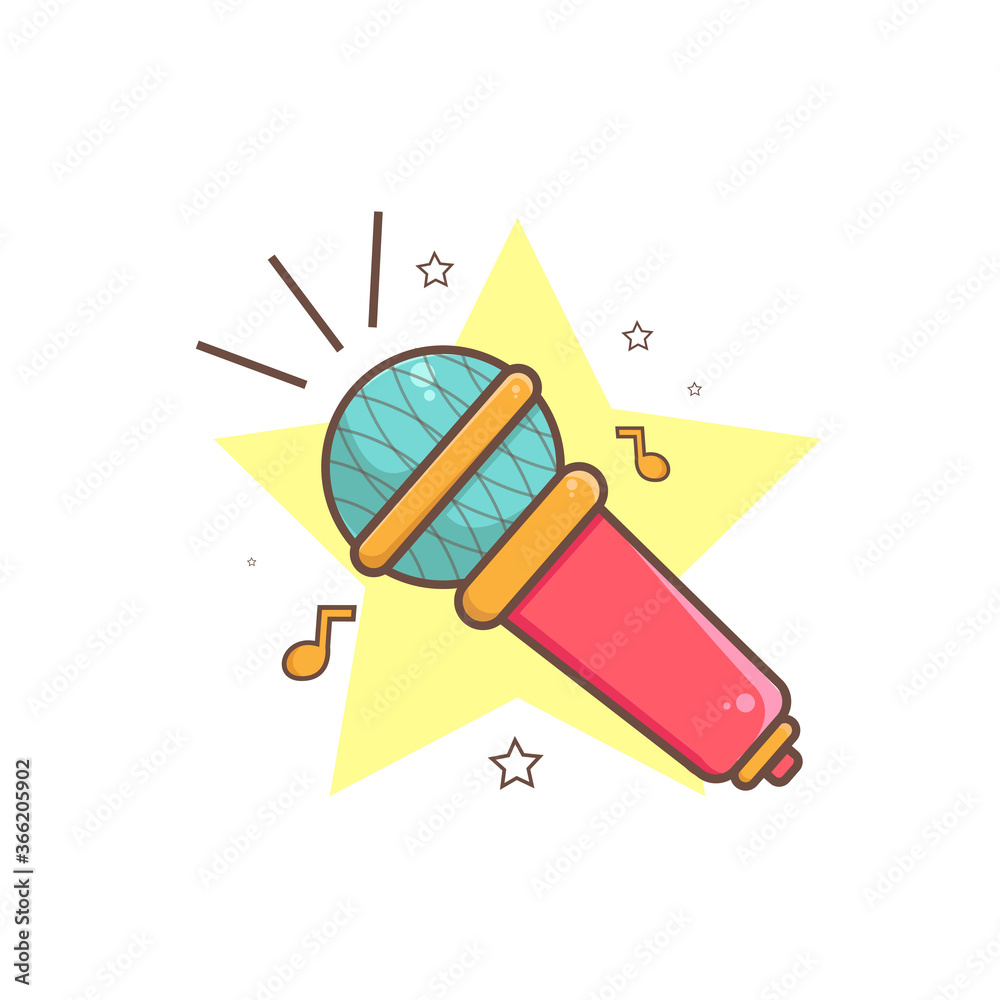 Cute microphone illustration icon. the concept of the mic icon. flat  cartoon style Stock Vector | Adobe Stock