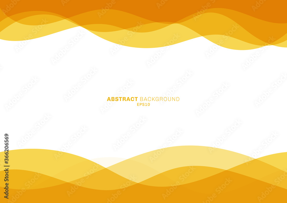 Abstract yellow line curve water wave overlapping layer on white background