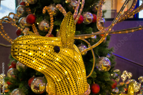 Yellow reindeer lamp Christmas decoration