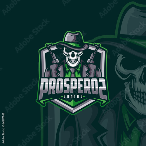 Mafia Skull Esport Logo Design For Gaming Club