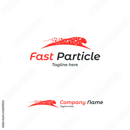 Cheetah logo design concept, fast logo, particle logo, jumping design, running design concept