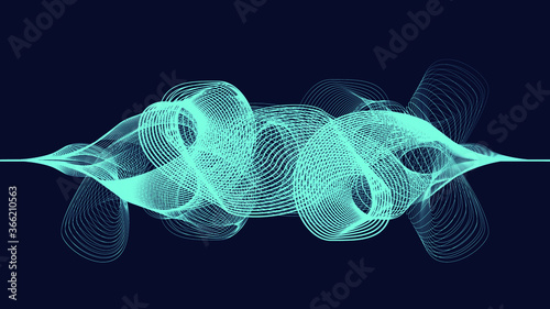 Abstract flow lines background . Fluid wavy shape .Striped linear pattern . Music sound wave . Vector illustration