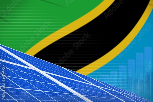 Tanzania solar energy power digital graph concept - modern natural energy industrial illustration. 3D Illustration