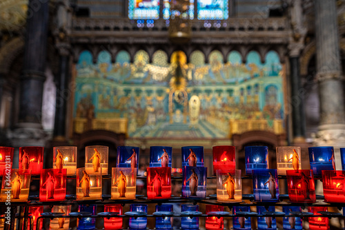 Inside the Basilica of Notre-Dame of Fourviere in Lyon, France, Europe