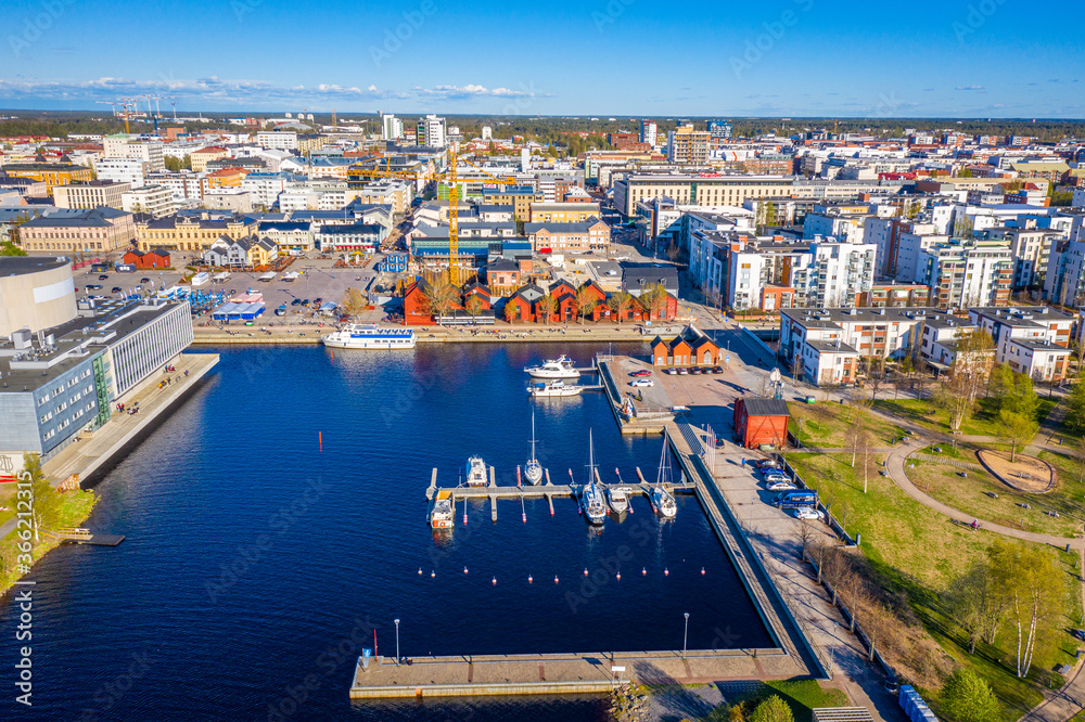Obraz premium Aerial drone photo of Oulu, Finland