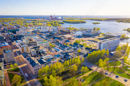 Aerial drone photo of Oulu, Finland