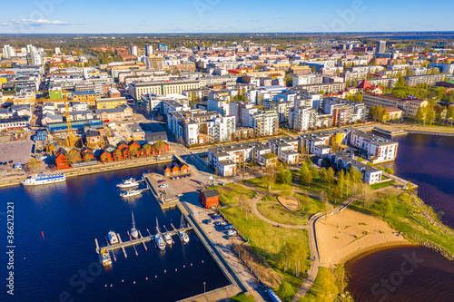 Fotografía Aerial drone photo of Oulu, Finland