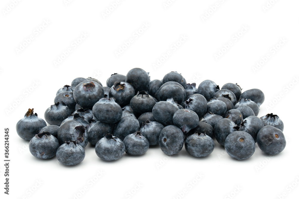 heap of blueberries on white background