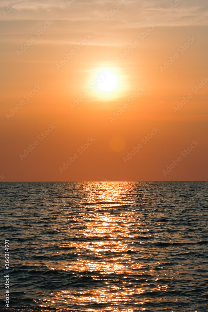 Beautiful sunset over the ocean. Seascape view. Nature concept, nature background. Travel concept, travelling.