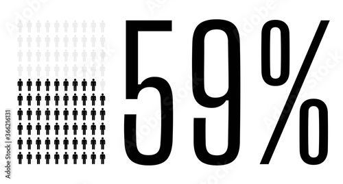 Fifty nine percent people chart graphic, 59 percentage population demography vector diagram