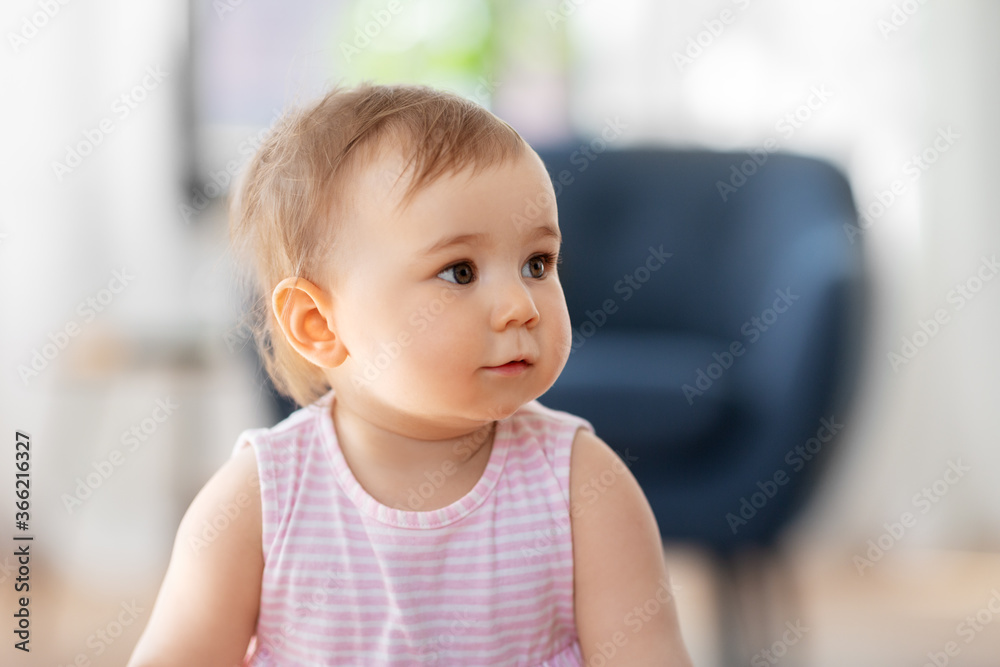 childhood and people concept - portrait of little baby girl at home childhood and people concept - portrait of little baby girl at home
