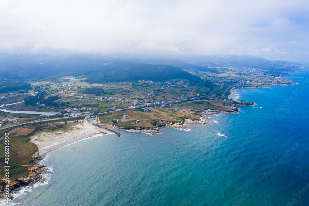 Aerial view of Foz coast in A Mariña Lugo Galicia Spain