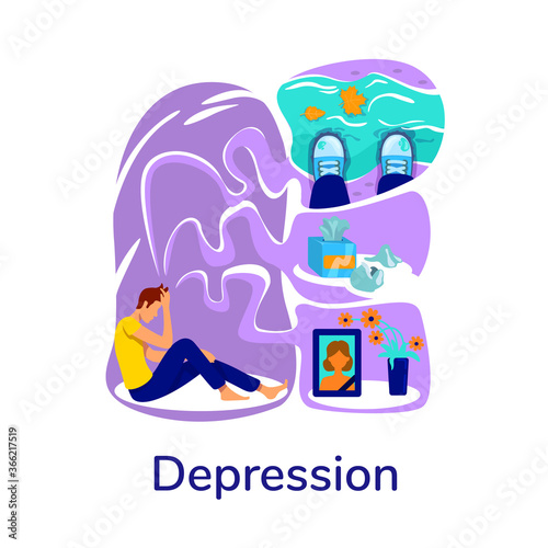 Mental health problem flat concept vector illustration