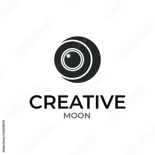 Creative Moon logo design, Moon icon, circle icon, creative geometry design, geometric moon design concept, video camera logo, cinema icon, lens concept