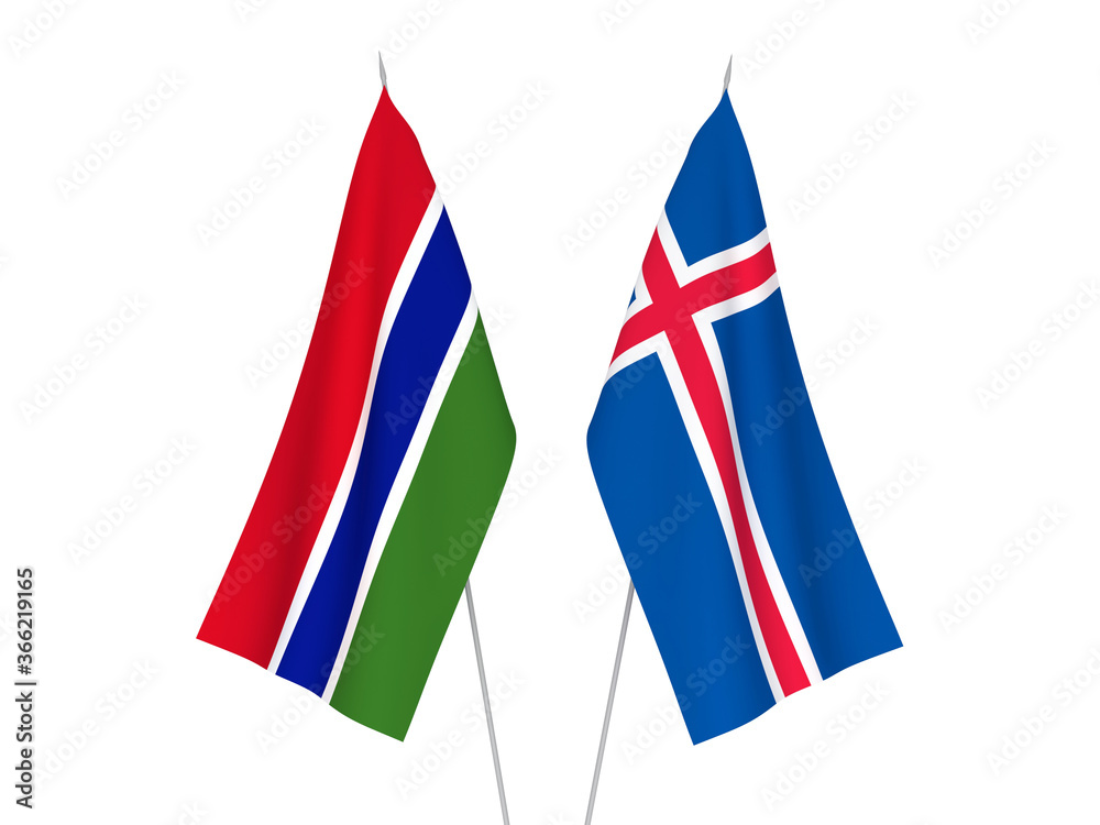 Iceland and Republic of Gambia flags