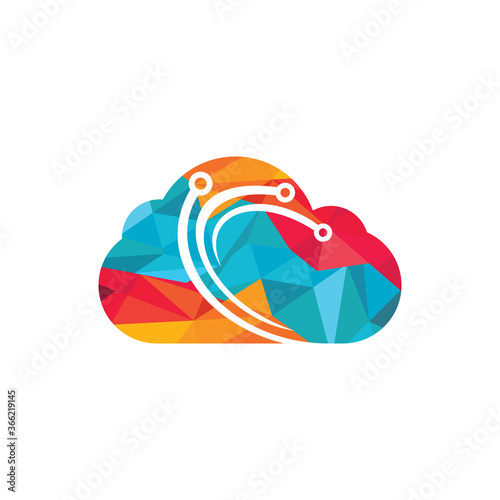 Digital cloud vector logo design. Blue cloud vector logo network connection creative vector logo.
