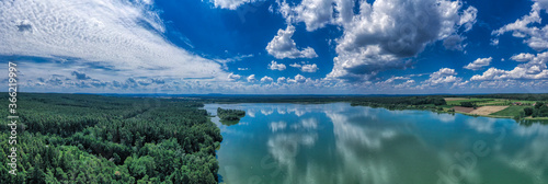 Fototapeta Naklejka Na Ścianę i Meble -  Aerial view of the Rothsee in the Franconian Lake Region. Wonderful landscapes in the heart of Europe, Germany.