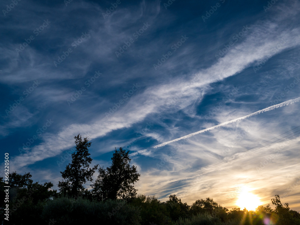 Spectacular and colorful sunset in the countryside Spectacular and colorful sunset in the countryside
