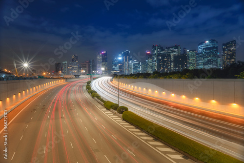 Photography Singapore city highway.