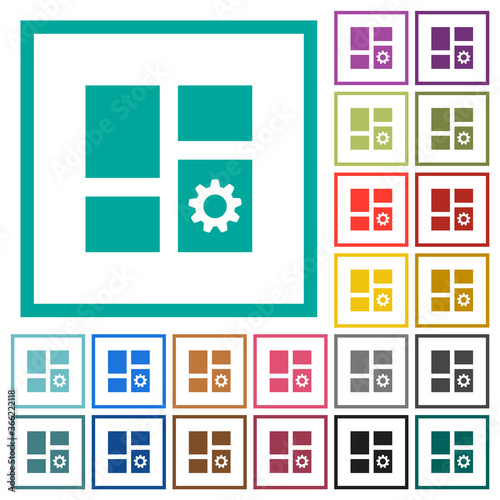 Dashboard settings flat color icons with quadrant frames