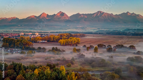 beautiful landscape with valleys, lakes and rivers in High Tatras