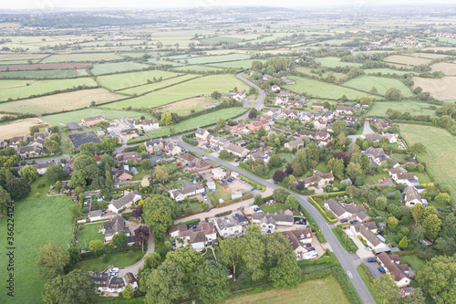 Aerial Panorama of the village of Brinkworth, Wiltshire, Brinkworth is the longist village in England