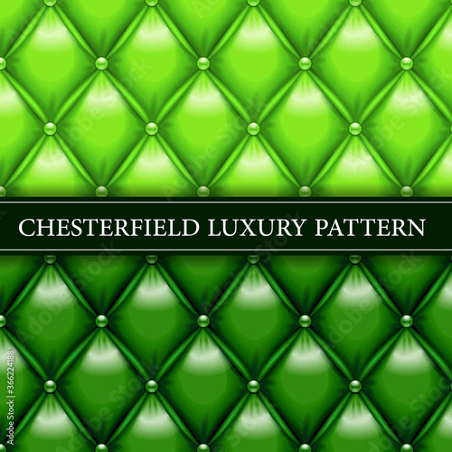 Chesterfield luxury shiny leather pattern green