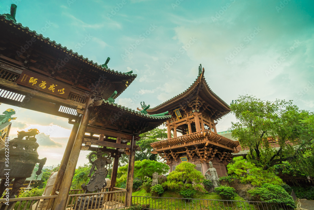 Minh Thanh pagoda, a majestic Buddhist architectural structure in Pleiku city in Pleiku city, Gia Lai province (Central Highland of Vietnam)