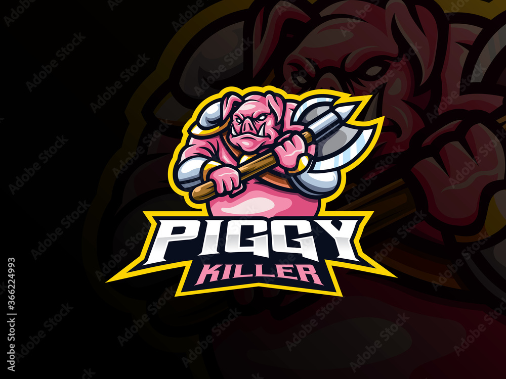 Pig warrior mascot sport logo design