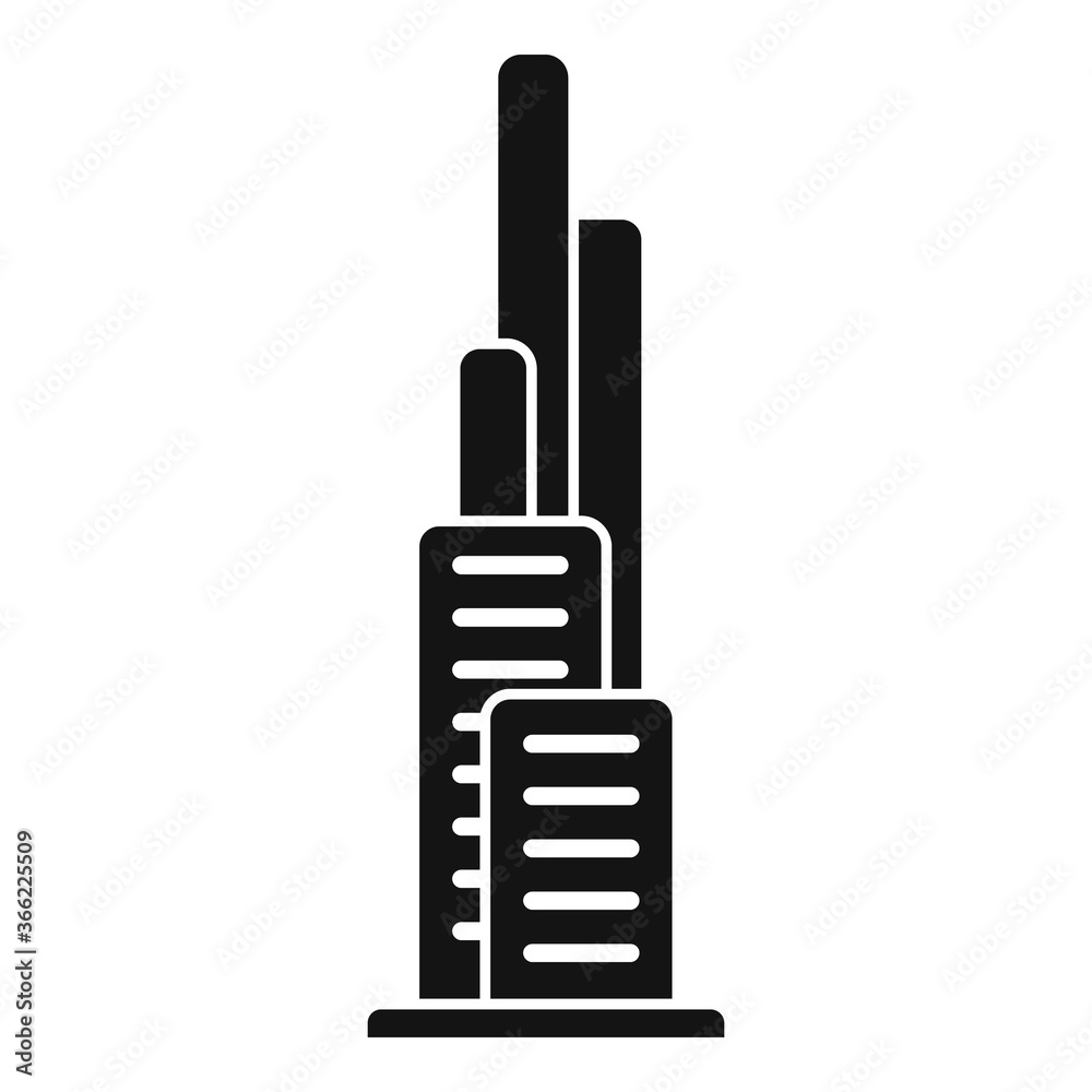 Dubai skyscraper icon. Simple illustration of Dubai skyscraper vector icon for web design isolated on white background Dubai skyscraper icon. Simple illustration of Dubai skyscraper vector icon for web design isolated on white background