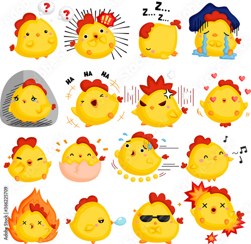 a vector of chicken full of emotions
