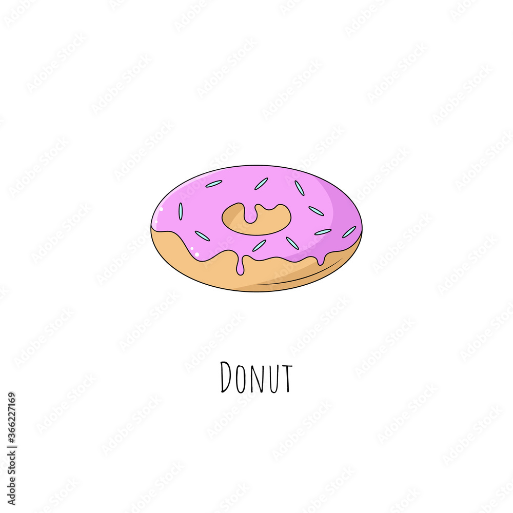 Donut. Isolated object on white. Vector cartoon illustration. Donut. Isolated object on white. Vector cartoon illustration.