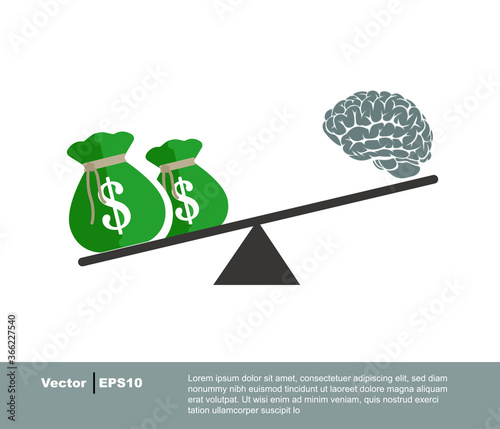 Human brain with dollar sign. Vector illustration.