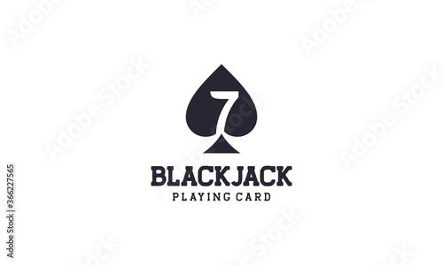 Creative and professional 7 black jack icon for game online and casino logo design vector editable