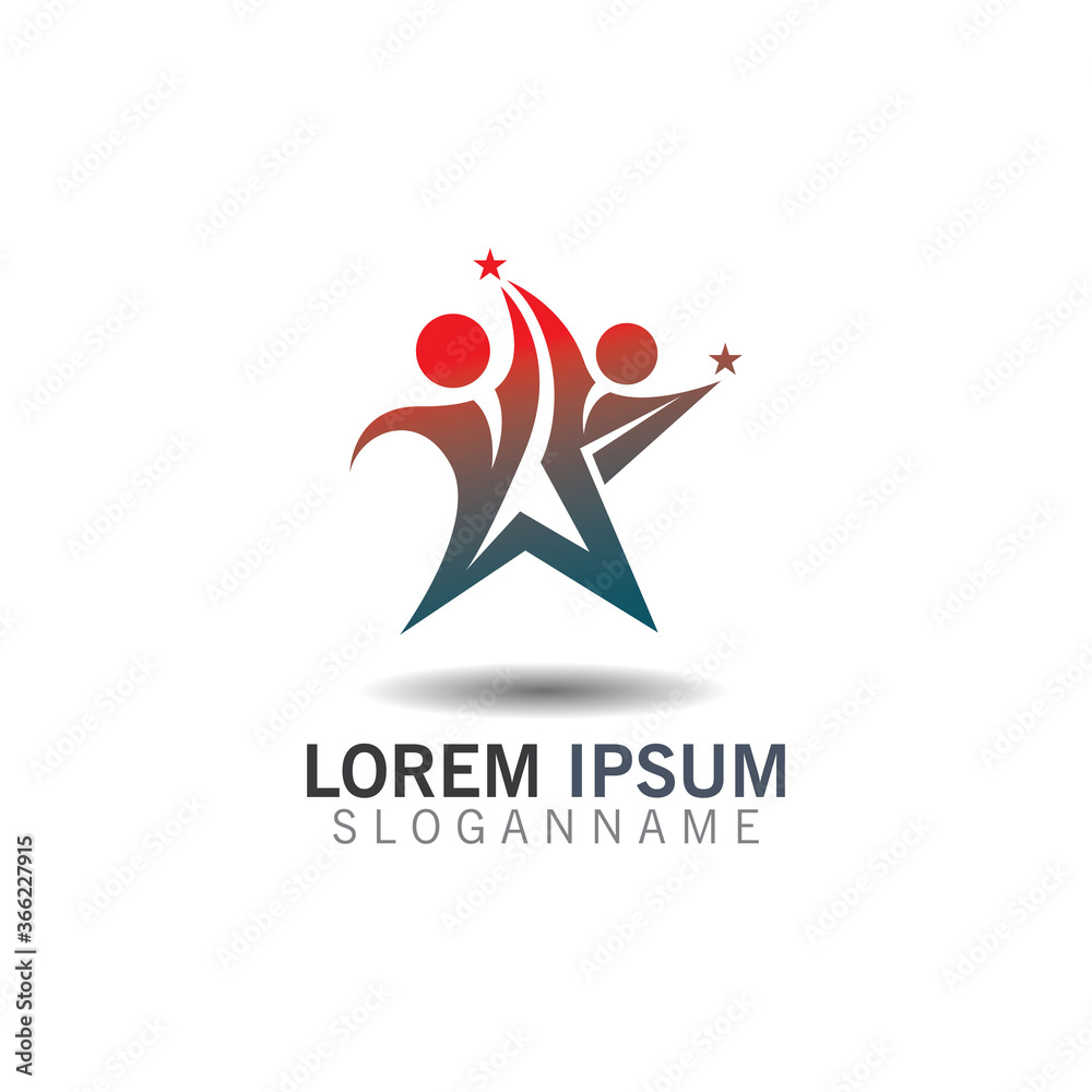 People combination Star logo inspiration design template vector People combination Star logo inspiration design template vector