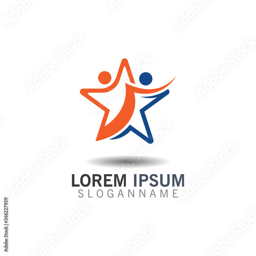 People combination Star logo inspiration design template vector