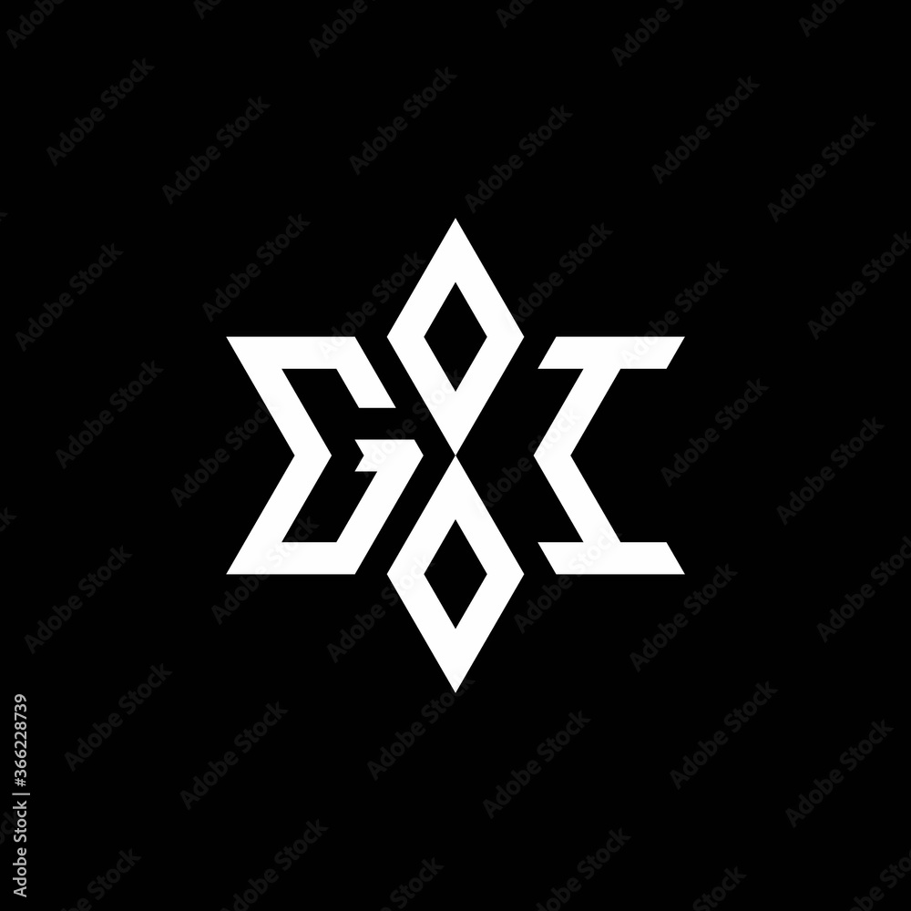 GI monogram logo with star shape and luxury style GI monogram logo with star shape and luxury style