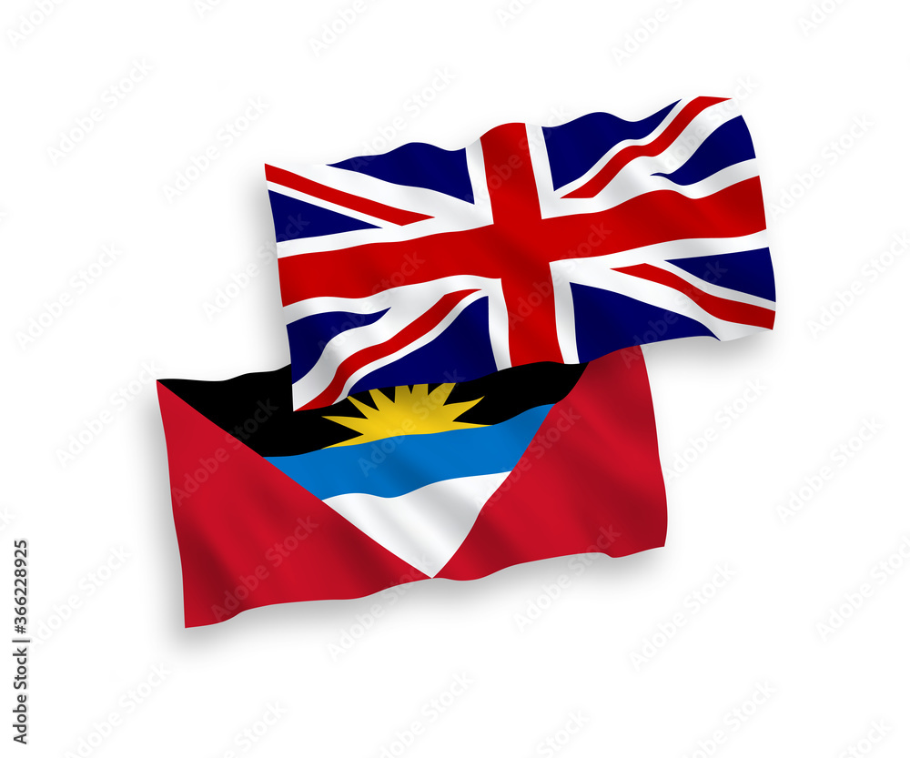 Flags of Great Britain and Antigua and Barbuda on a white background Flags of Great Britain and Antigua and Barbuda on a white background