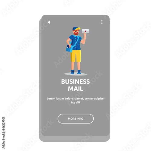 Business Mail Letter Delivered Postman Vector Illustration