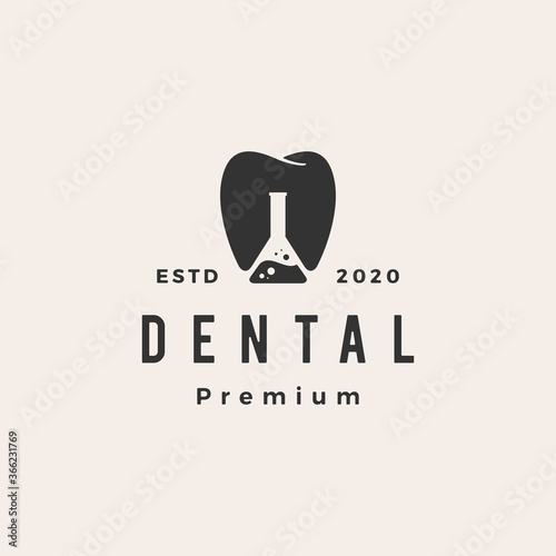 dental lab labs tooth hipster vintage logo vector icon illustration