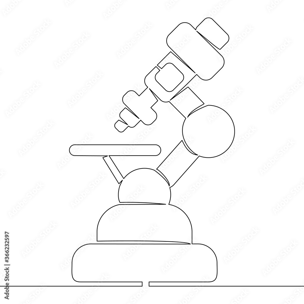 Continuous line drawing scientific microscope Continuous line drawing scientific microscope