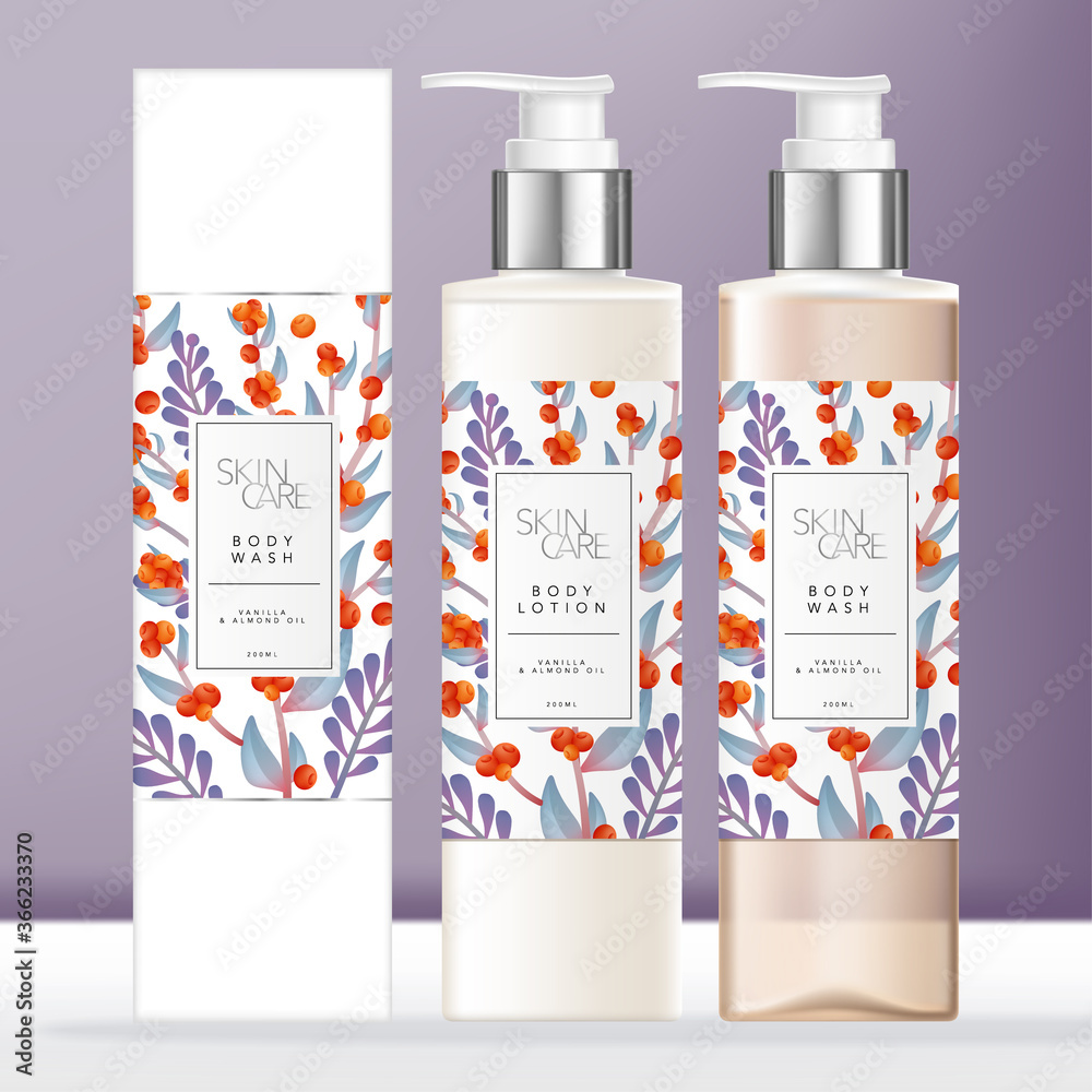 Vector Body Wash or Soap Dispenser or Pump Bottle, Chrome & Transparent